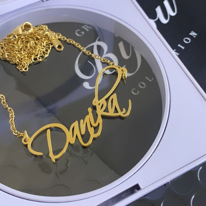 Fancy Script Necklace